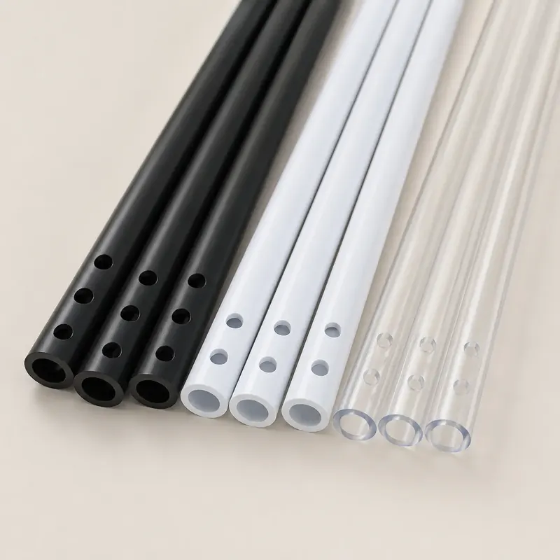 Black white and clear perforated ABS tubes with drilled holes