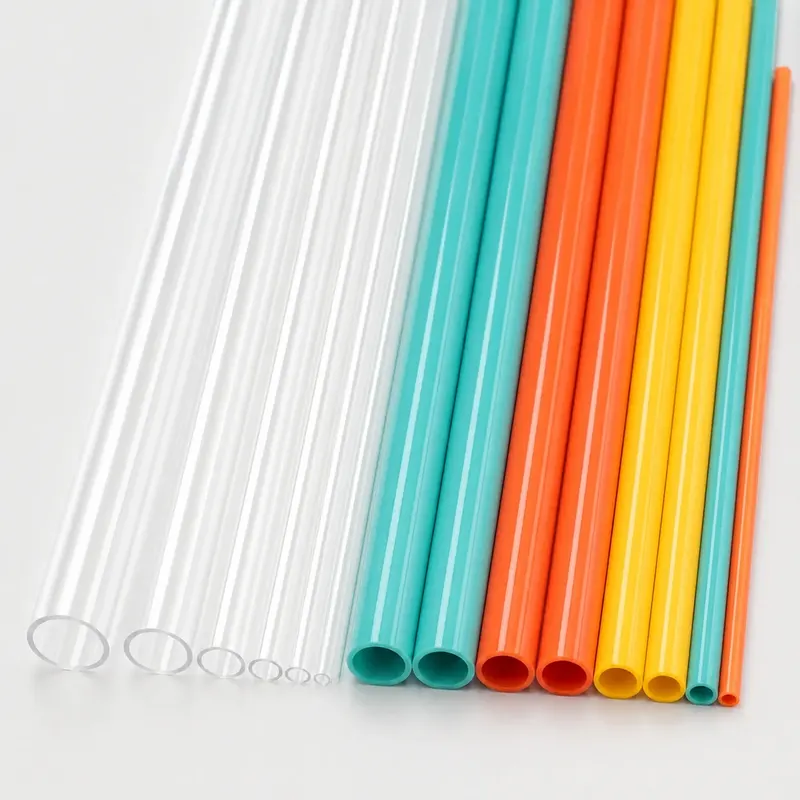 Colored ABS tubing arranged by diameter and length