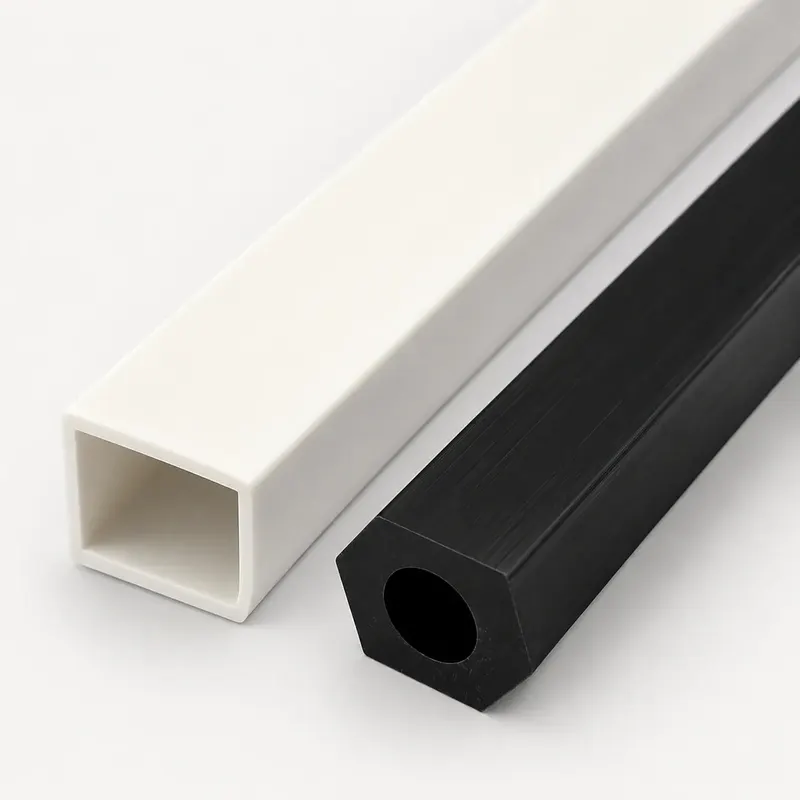 White square ABS tube and black hexagonal ABS tube