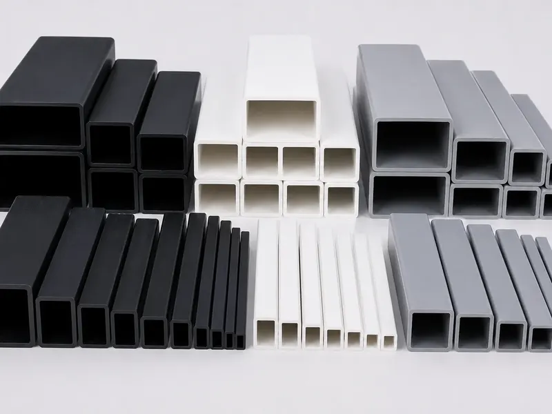 Black white and gray ABS square and rectangular tube assortment