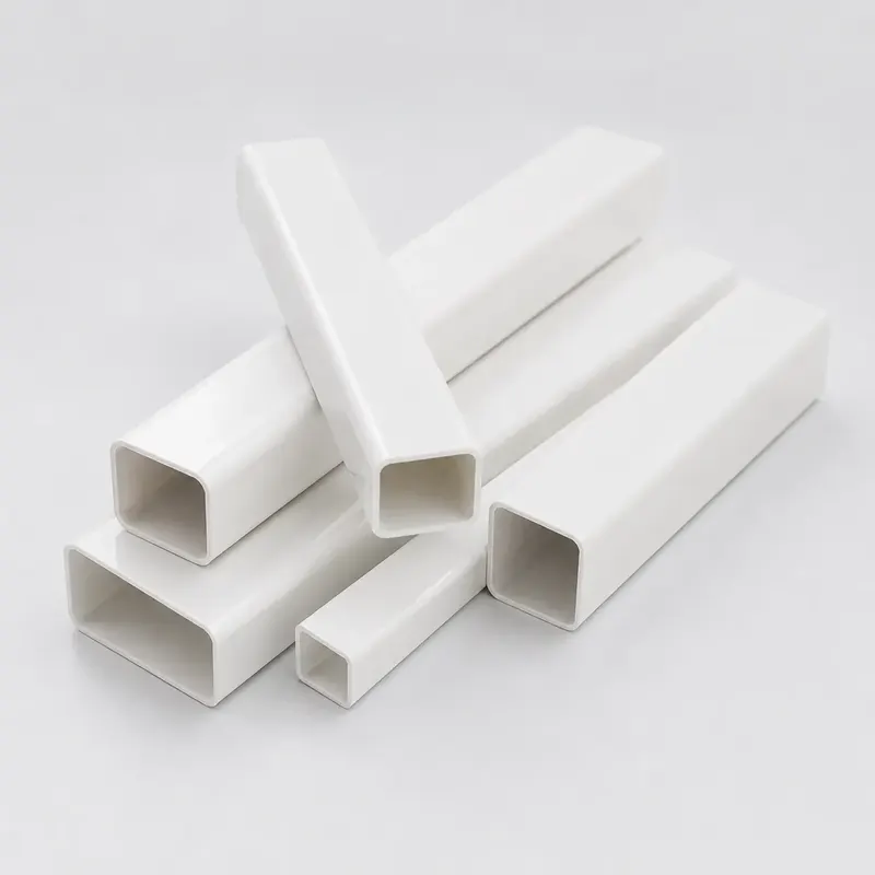 White ABS square tube cross sections in several sizes