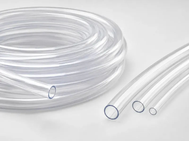Clear PVC flexible tube in coils and straight cut lengths