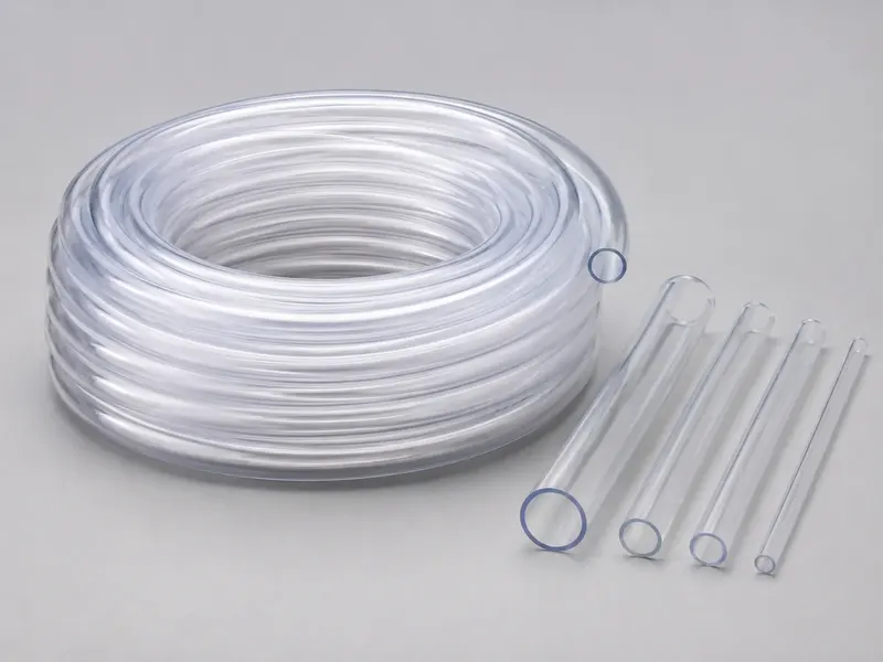 Transparent flexible PVC hose supplied in a compact coil