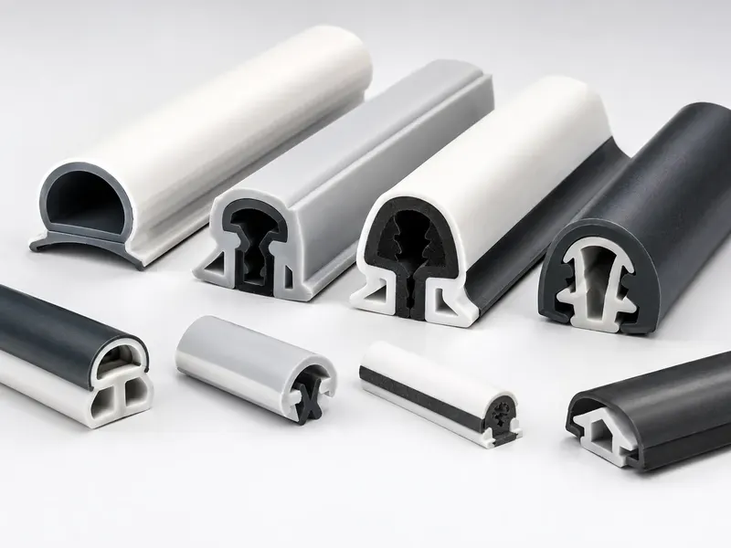 White gray and black co-extruded PVC sealing profiles