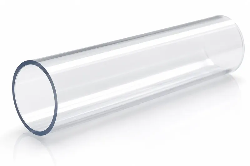Single large transparent rigid PVC tube with smaller size samples