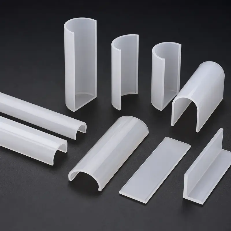 Milky PC lamp covers and extrusion profiles in several sections