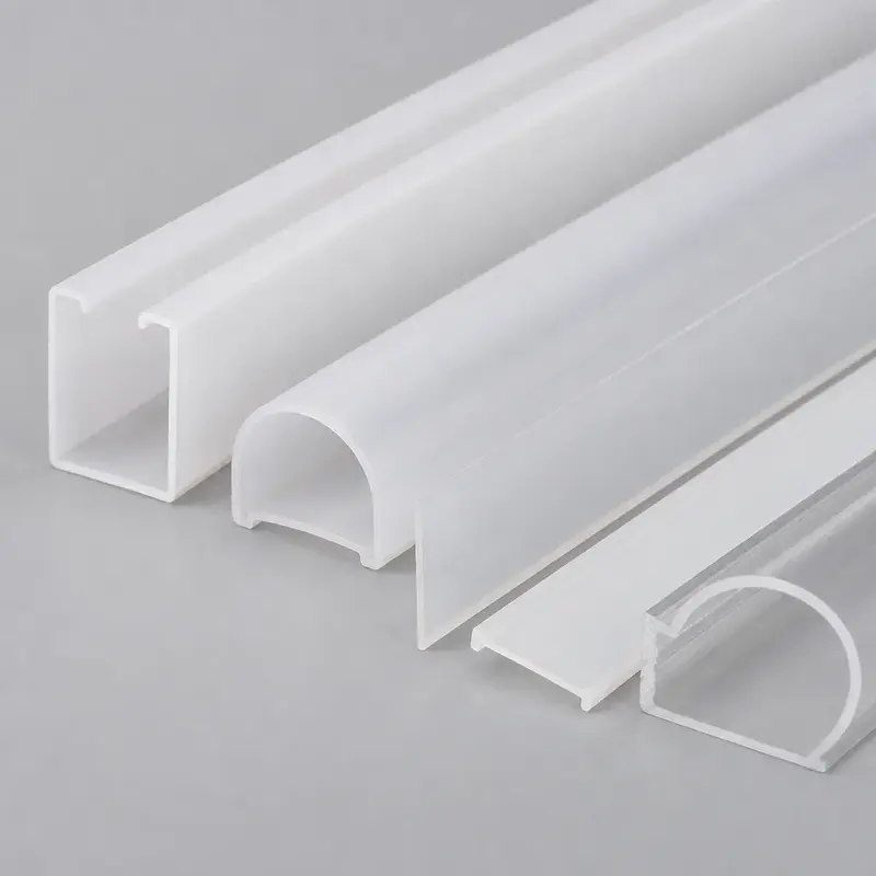 PC lighting diffuser covers showing hollow cross-sections