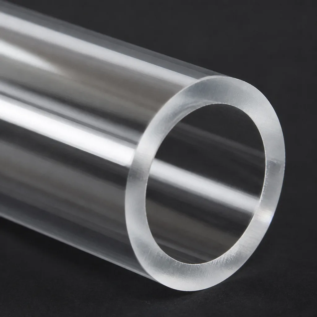 Close-up of a cut PC tube wall