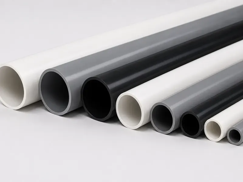 White gray and black PP chemical transfer pipes in several diameters