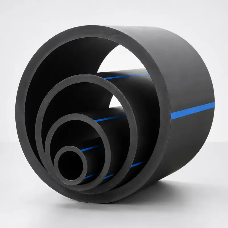 Black PP pipe rings showing different diameters and wall thicknesses