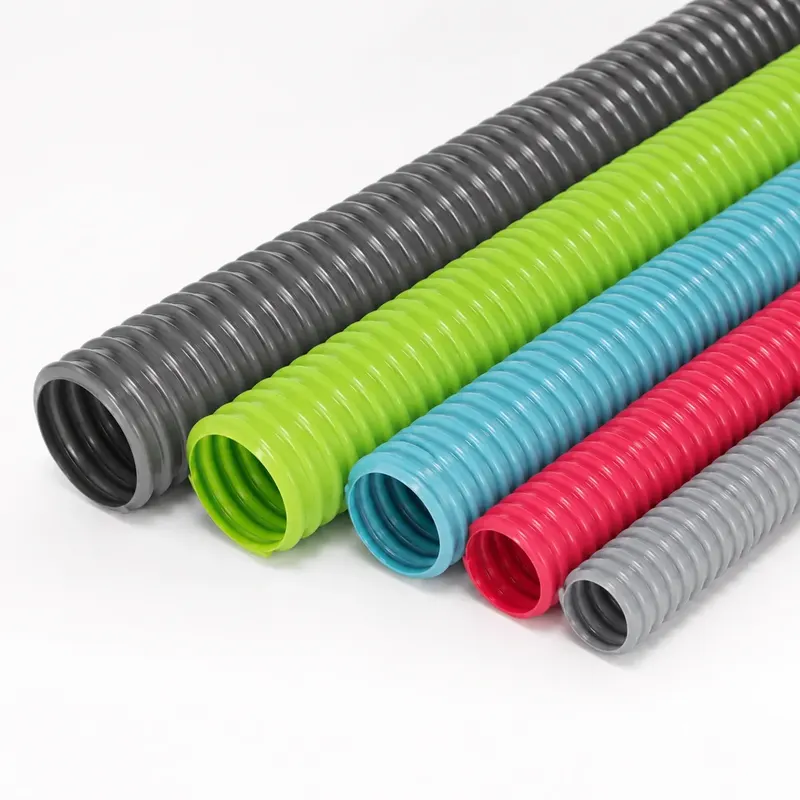 Black red blue and green corrugated hose size options