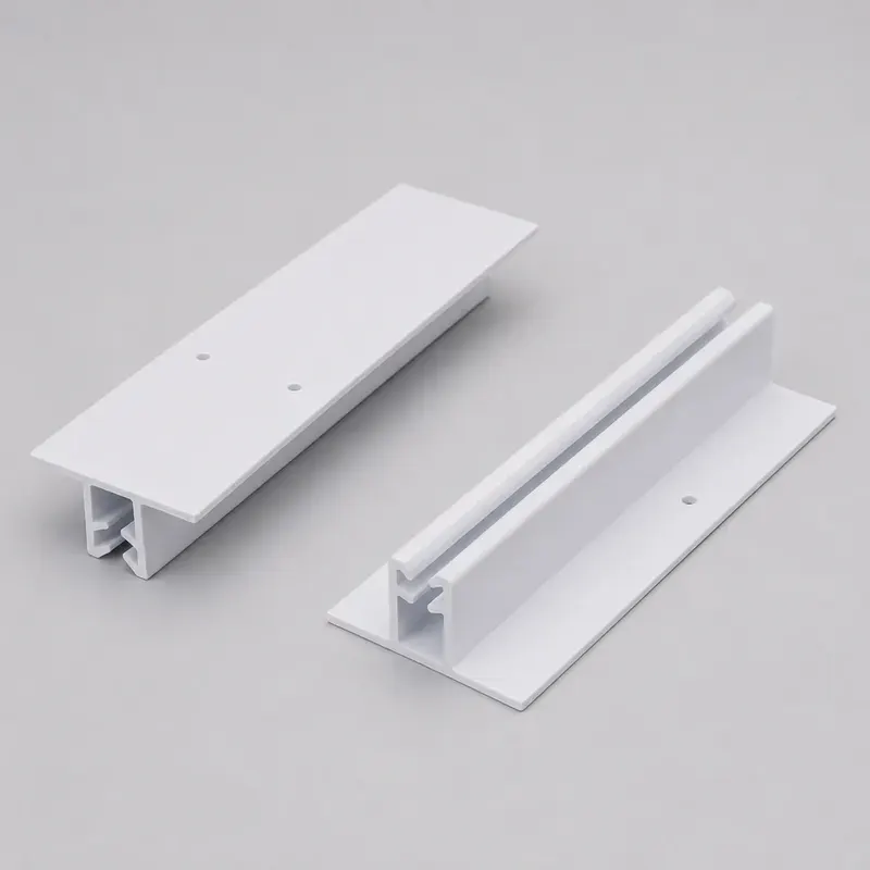 White flat and rectangular PVC profile samples