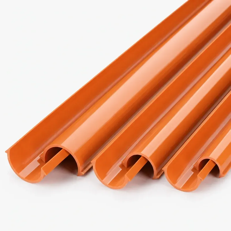 Orange semicircular PVC channel profiles