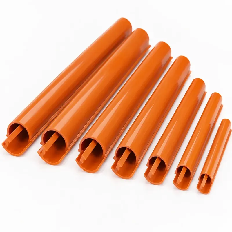 Orange round PVC extrusion tubes in graduated diameters